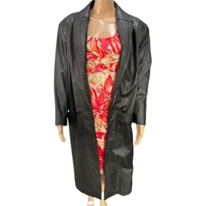 Vintage Leather Trench Coat Size M - Picture 1 of 5