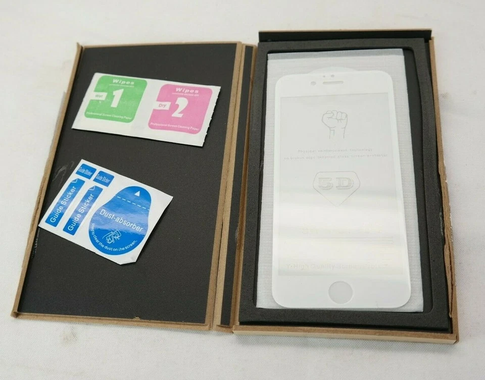 9H 5D 钢化玻璃屏幕保护膜 适用于 iPhone 6 / 6s 白色 TF — 第 1/1 张图片
