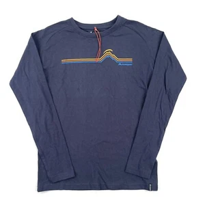 Macpac Kids T-shirt MTN Beat Tee Long Sleeve Cotton Size 12 Navy New - Picture 1 of 3