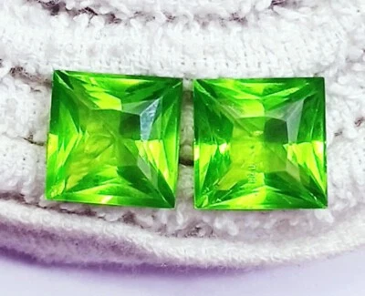 Natural Peridot 18 Ct Pair Certified Square Shape Loose Gemstone ~Free Gift RP20 - Image 1 of 4