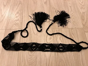 Macramee Bindegürtel mit Bommeln schwarz Neu - Bild 1 von 1