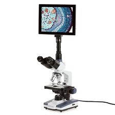 AmScope 40x-2500x Trinocular Compound LED Microscope HD Camera HDMI Mech Stage