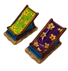 High Heels Whimsical Beach Chairs Lot/2 Ceramic Salt Pepper Shakers Sets - Picture 1 of 7