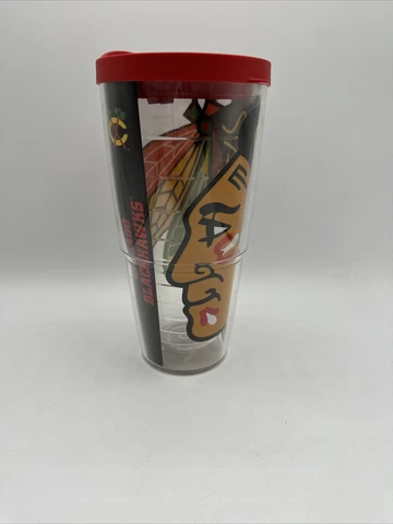 Chicago Blackhawks Tervis Tumbler  24 Oz Travel Mug Plastic Cup w/ Lid Gift Cover