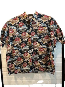 PIERRE CARDIN Herren 3XL Hawaii Camp Tropical Floral Palmen Boot Vogel Hemd - Bild 1 von 7
