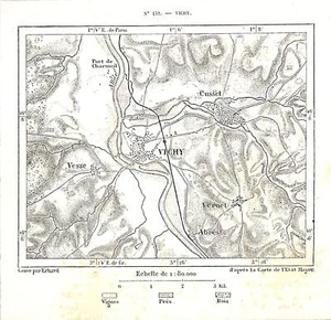VICHY ( 03 ) CARTE MAP / GRAVURE ENGRAVING 1878 - Picture 1 of 1