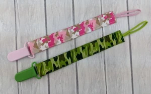 Camo Pacifier Clip Baby Shower Gift Pacifier Holder Baby Girl Stocking Stuffer - Picture 1 of 1