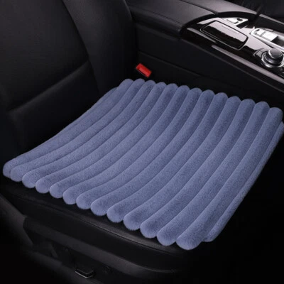 Horizontal Stripe Plush Car Seat Cushion Cover Winter Warm Chair Protector Pad - Image 1 of 4