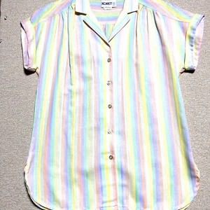 Vintage Koret Fransica Size 10 Multicolor Pastel Stripes Button Up Shirt Used - Picture 1 of 9