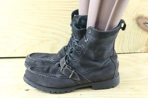 Polo Ralph Lauren Boots Mens 11D Black Leather Ranger Utility Goth Combat - Picture 1 of 7