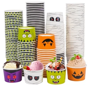 200 Piezas Tazas de Halloween Calabaza Cuencos Golosinas Snack Tazas Papel Desechable Arco... - Imagen 1 de 7