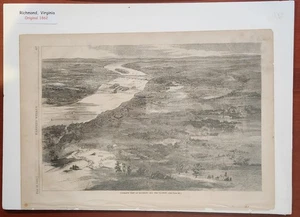 Original 12 de julio de 1862 Harper's Weekly Birds Eye View of Richmond VA Civil War - Imagen 1 de 1