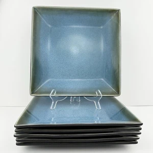 Home ELEMENTAL OCEAN 10-5/8" Square Dinner Plates (6) Threshold Reactive Glaze - Picture 1 of 19