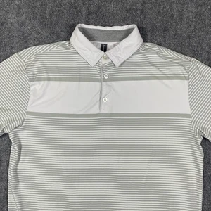 Camisa Polo de Golf Anderson Ord Hombres M Blanca Gris Rayas Rendimiento Informal Preppy - Imagen 1 de 12