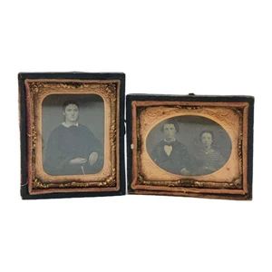 Antik 1800er Bilderrahmen Goldfolie Lining Glas Foto Negativ Gary Indiana  - Bild 1 von 9