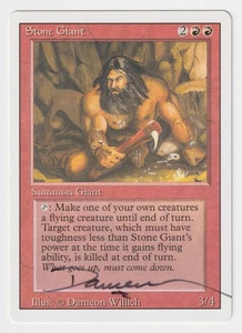 Signed Stone Giant LP Revised Edition Artist Dameon Willich 1994 WOTC MTG Magic! - Picture 1 of 2