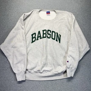 Vintage Champion Reverse Weave Crewneck XXL Babson College Spellout Gray Sweater - Picture 1 of 11