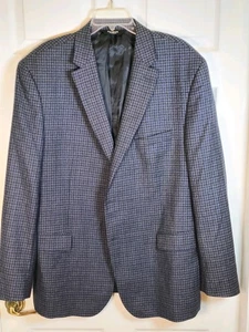 Jos A Bank Signature Herren 50 L blau/grau/schwarz kariert weiche Wolle Blazer Sport Mantel - Bild 1 von 10