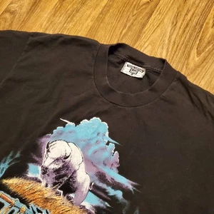 Vintage 90s Buffalo Headdress Shirt Adult Large Black Native American USA Made - Picture 1 of 7