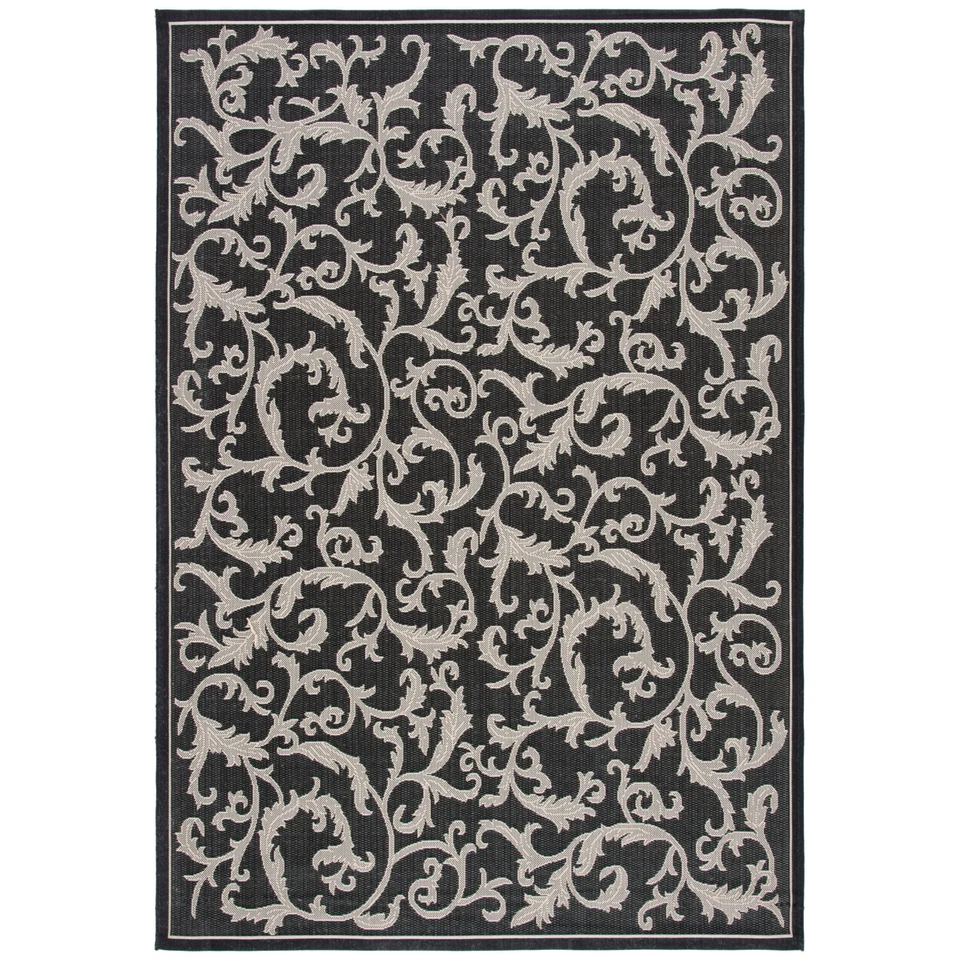 Safavieh Mayaguana Black/ Sand Indoor/ Outdoor Rug - 5'3" x 7'7"
