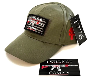 1 Ripstop Tactical Operator Hat + 1 I Will Not Comply Patch & Sticker.. OD - Picture 1 of 4