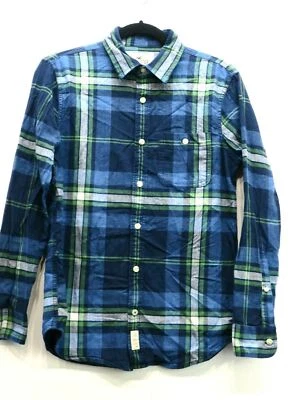 Camisa de vestir Hollister para hombre a cuadros manga larga con botones parche bolsillo algodón XS Foto 1 de 4