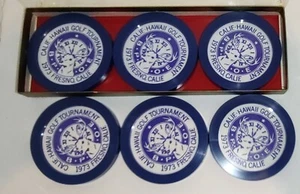Sottobicchieri BPOE Elks California Hawaii 1973 Fresno Golf Tournament Vintage Souvenir - Foto 1 di 5