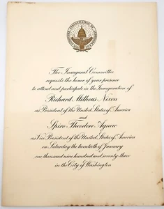1969 Inauguration Invitation Richard Nixon & Spiro Agnew, Large 11 1/4 X 8 1/2 - Picture 1 of 11