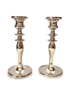 Pier 1 Imports: Set of 2 Silver/Chrome Candle Holders 7.75" Tall - Picture 1 of 11