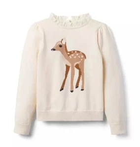 janie and jack girls Deer Ruffle Sweater - Picture 1 of 3