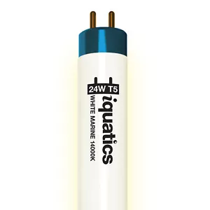 iQuatics Aquarium Fish Tank Fluorescent Light Bulb T5, White, 24w 550mm 22" - Picture 1 of 6