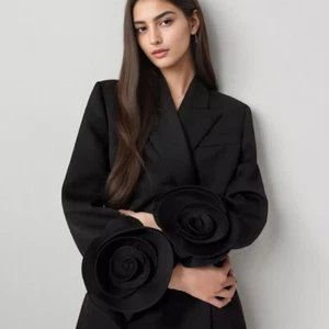 Occident Style Women Double Breasted Blazers Coat Jacket Slim Fit Outwear Spring - Picture 1 of 22