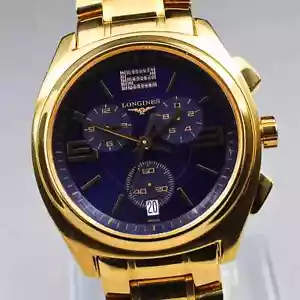 Exc+5 Batteria Nuova LONGINES Lungomare L3.633.2 Orologio Uomo Quarzo Oro 42mm Data - Foto 1 di 10