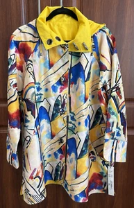 Oopera NWT $179 Reversible Swing Raincoat Size XL Yellow/Cubist Picasso Hood - Picture 1 of 15