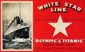 White Star Line Olympic & Titanic Brochure Cover 7 x 11 - Picture 1 of 4