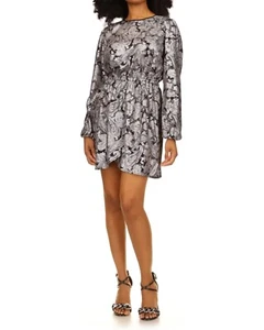 Michael Michael Kors Black/Silver Metallic Paisley Flounce Dress L23310 Size 1X - Picture 1 of 4