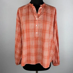 Universal Thread S orange weiß kariert Oversize Knopf Popover Ballon Slv Top DB - Bild 1 von 12