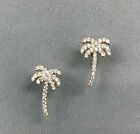 14K Rose Gold Plated Brass In Clear Cz Beach Palmtree Trendy Women Stud Earrings