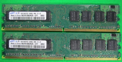 PC2-6400U DDR2   2 1GB Desktop Memory - Samsung M378T2863RZS-CF7 - Image 1 of 2