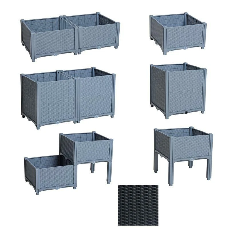 ESTEXO Hochbeet Pflanzkasten Pflanzbeet Blumenbeet in Rattan Optik Gemüsebeet Beet