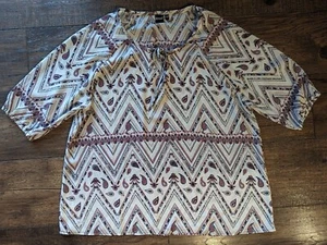 Damen Bluse grausam transparent Kurzarm weiß mit Paisley Design Print Größe XL - Bild 1 von 19