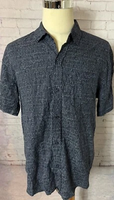 Lularoe Medium Black Button Up Short Sleeve Graphic Print Men’s Shirt Size L - Image 1 of 4