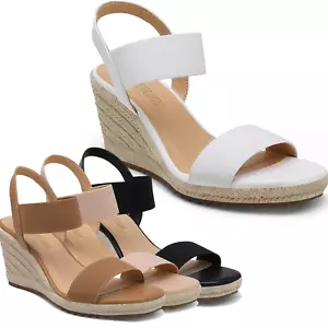 Women Espadrilles Wedge Sandals Elastic Ankle Strap Open Toe Platform Sandals - Picture 1 of 32