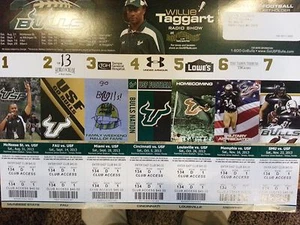 2013 SOUTH FLORIDA BULLS FOOTBALL COLLEGE SEASON TICKET SHEET STRIP STUB SET - Bild 1 von 1