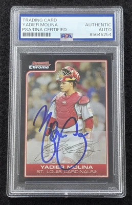 2006 YADIER MOLINA Signed Bowman Chrome Card-ST. LOUIS CARDINALS-PSA - Image 1 of 4