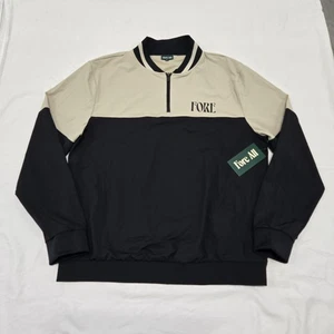 Neu mit Etikett Herren LARGE Fore All Hamilton Viertelreißverschluss Pullover Golf Windbreaker schwarz/sand - Bild 1 von 11