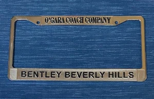 Marco de matrícula de concesionario cromado O'Gara Coach Bentley Beverly Hills CA 43B - Imagen 1 de 2