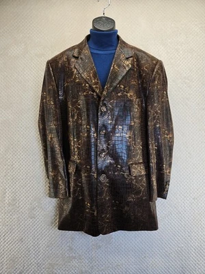 Impresionante abrigo deportivo Falcone Super 100's Disegno Collezione para hombre imitación serpiente talla 46R Foto 1 de 4