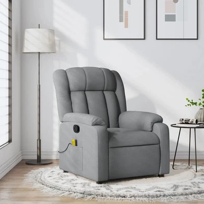 vidaXL Massage Recliner Chair Light Grey Fabric - image 1 of 4