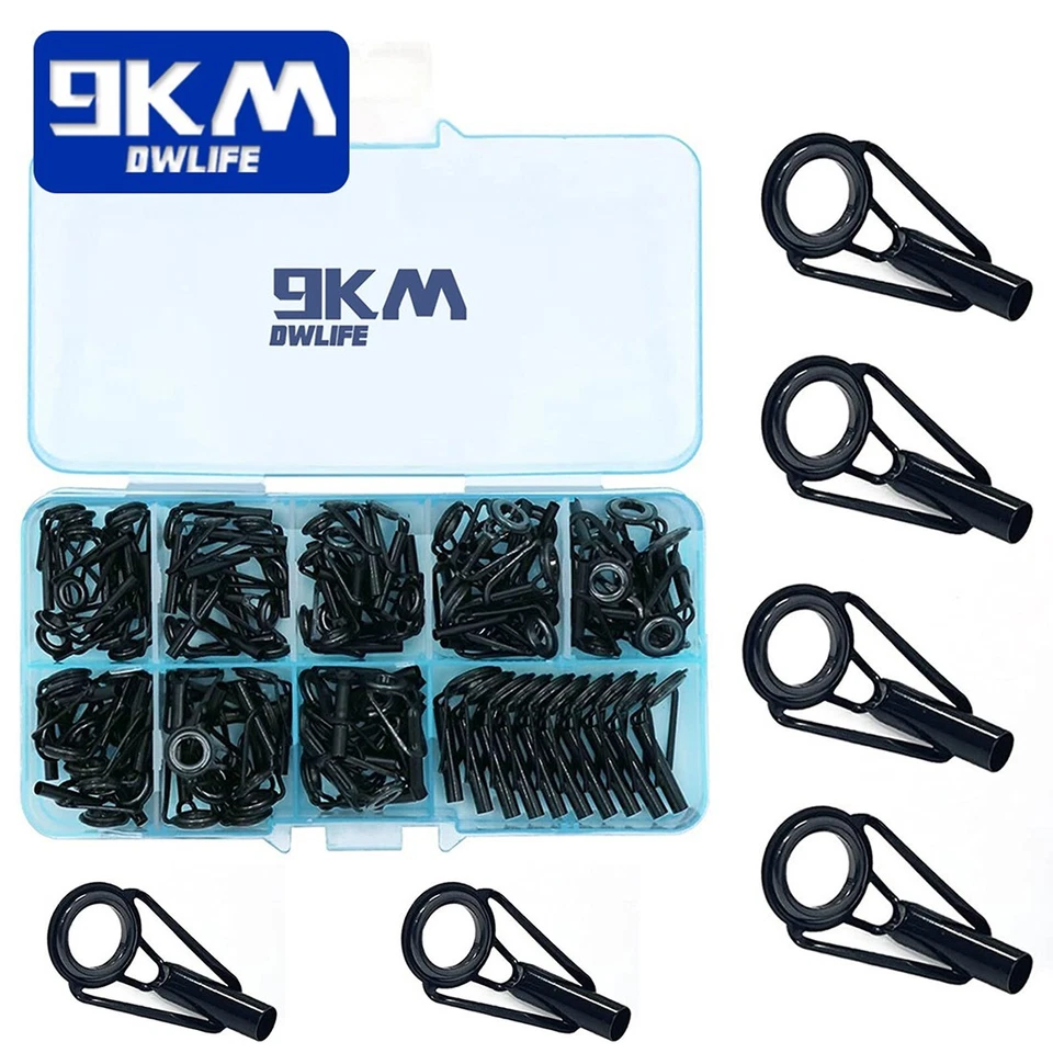 Kit de reparación de puntas de caña de pescar de acero inoxidable ~ 230 piezas puntas de guías de anillo de cerámica Foto 1 de 4